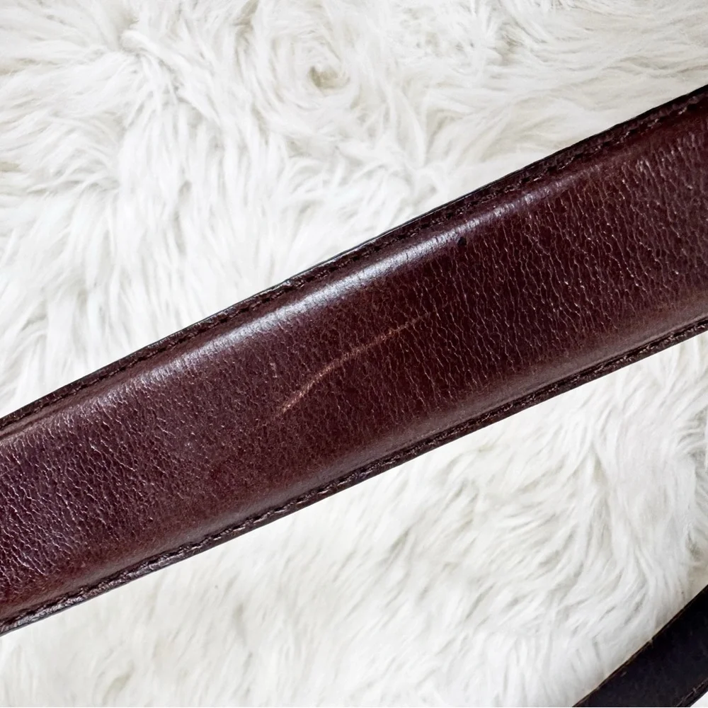 VINTAGE Fossil Brown Leather Western Engraved Silver Belt Medium‎ Ornate Boho